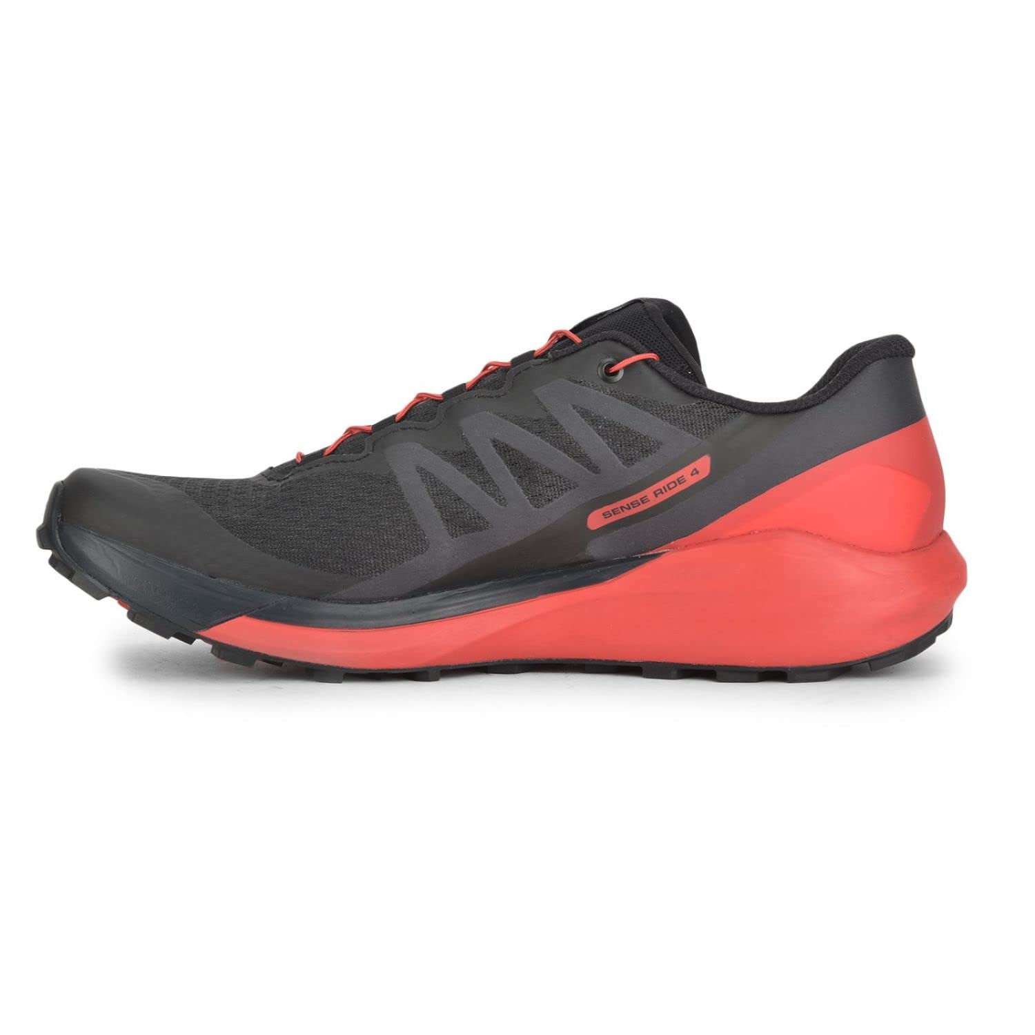 The Salomon Sense Ride 4 running shoes in black & red