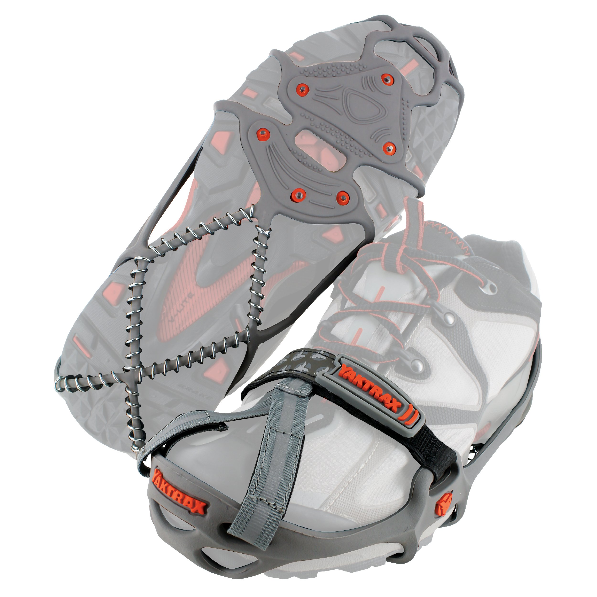 Yaktrax Run Traction Cleats for Running on Snow and Ice Gray/Red Medium